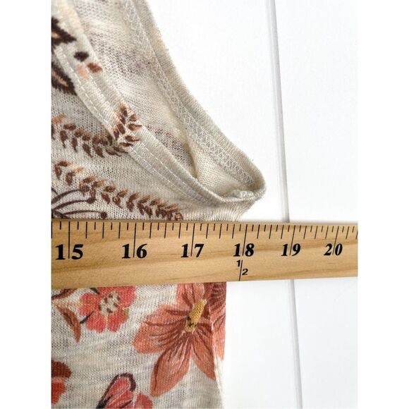 Unbranded Boho Heather Beige Floral Tunic Tank Ruffle Bottom - Picture 7 of 8